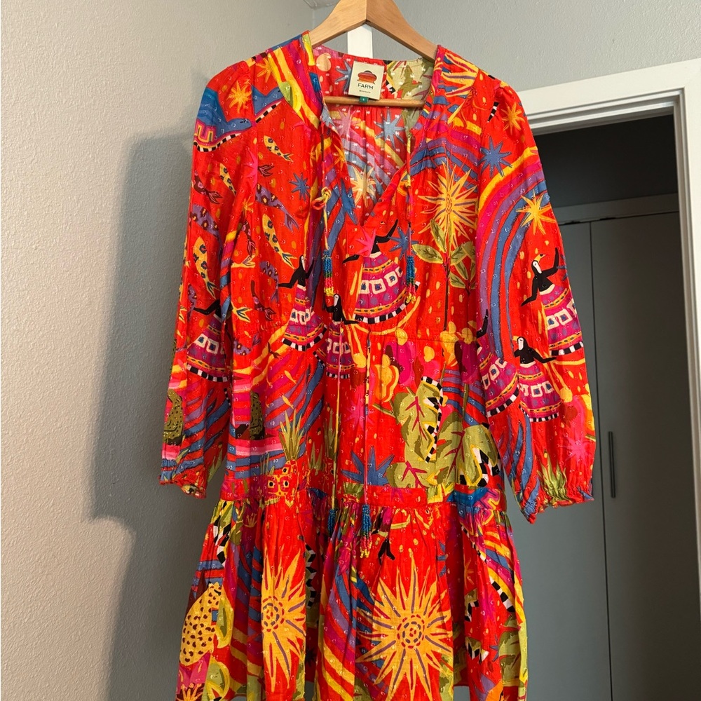 FARM RIO Red Magic Forest Mini Dress